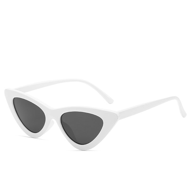 Cat eye solglasögon dam vintage små solglasögon  uv400 svarta nyanser retro cateye lunette de soleil femme oculos: Vit svart