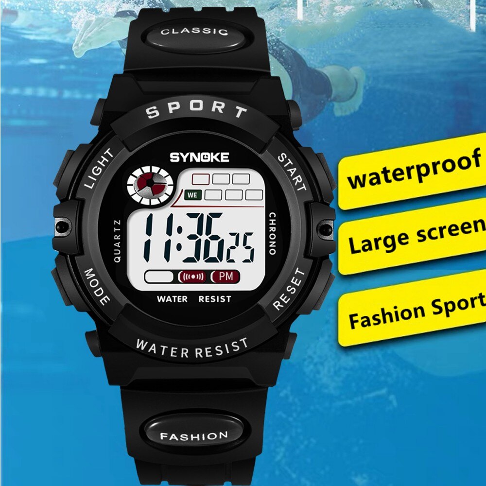 SYNOKE Student Kids Digitaal Horloge Sport Waterdicht Jongen Elektronisch Horloge Schokbestendig Multifunctioneel Lichtgevende Mode