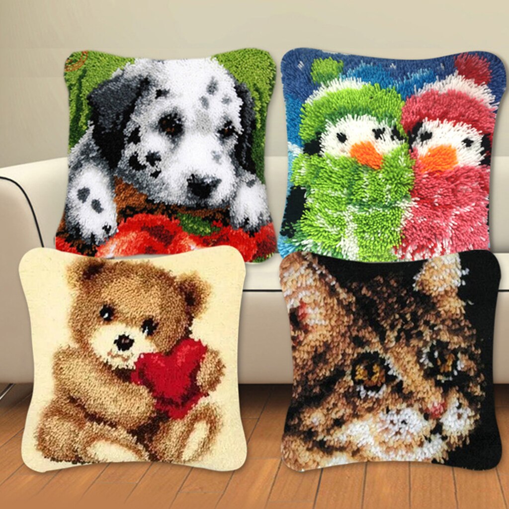 Latch Hook Pillow Cushion Carpet Making DIY Hooking Rug Mesh Canvas Rug Making