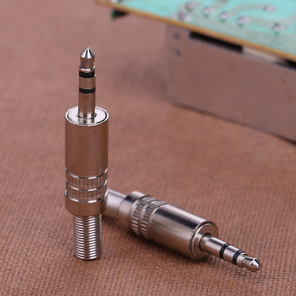 2pcs 3.5mm 1/8in Stereo Male Audio TRS Plated Jack Plug Adapter Connectors