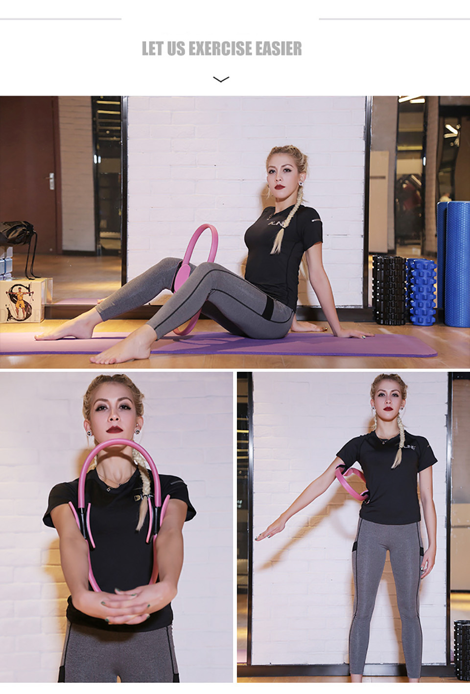 Yoga pilates ring magisk wrap slankende bodybuilding træning heavy duty pp + nbr materiale yogacirkel 5 farver