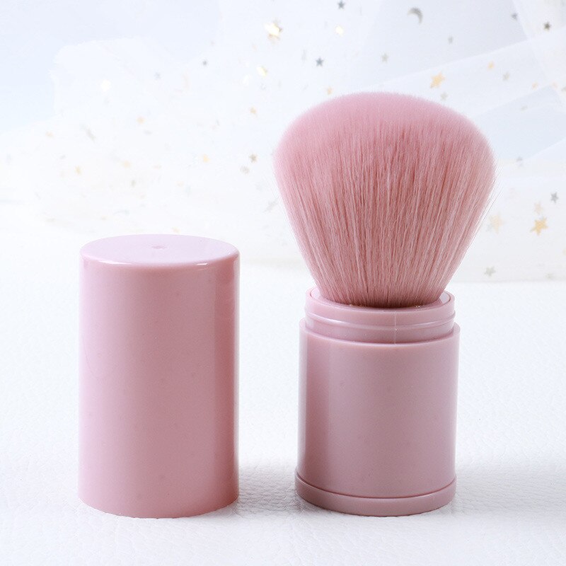Bærbare uttrekkbare sminkebørster pudderfoundation ansiktsbørste maquiagem sminke kosmetiske verktøy blush børste for kvinner kinn: Rosa