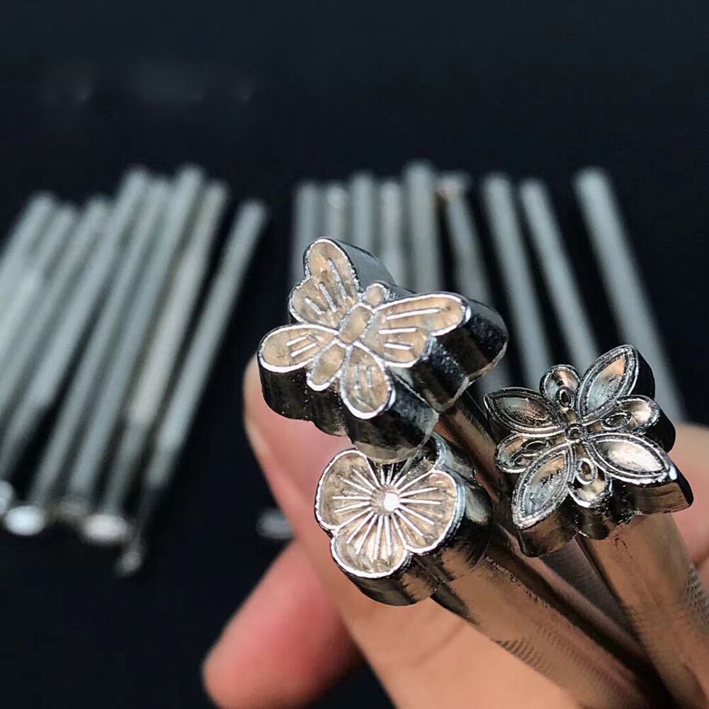 Outils d'impression en cuir, différents motifs, Sculpture sur métal, poinçon artisanal, Sculpture imprimée, Kits d'estampage de selle en cuir, bricolage, 20 pièces