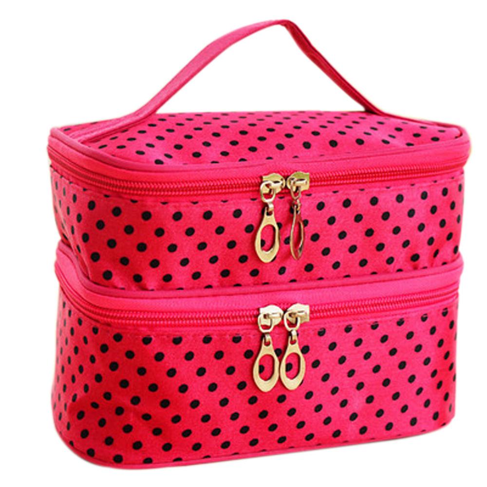 Trousse de toilette voyage necessaires toilette Necessaire pour femmes maquillage maquillage cosmétique sac organisateur trousse de beauté pochette Vanity brosse: Rose