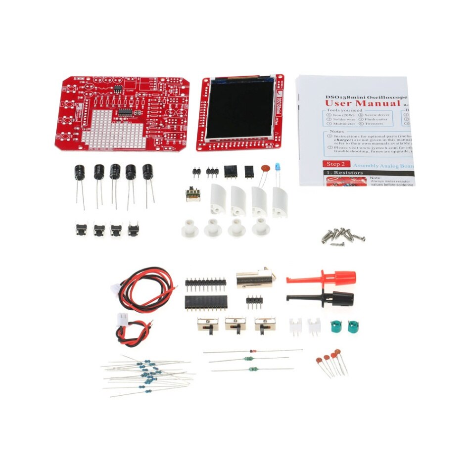 DSO138 Mini Digital Oscilloscope DIY Kit 2.4" TFT Digital Oscilloscope 1MSa/s 0-200KHz Bandwidth Pre-soldered DIY Learning Set: E3544 no Case