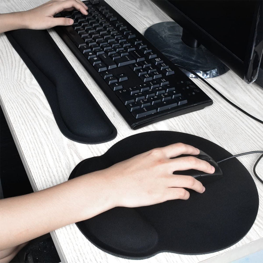 Memory Foam Mechanical Soft Keyboard Mouse Pad Set Ergonomic Wrist Rest Hand Support Cushion For Office Computer Laptop