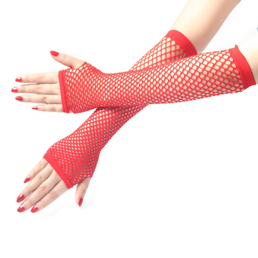 Stylish Long Black Fishnet Gloves Womens Fingerless Gloves Girls Dance Gothic Punk Rock Costume Fancy Gloves Alt Gothic Mittens