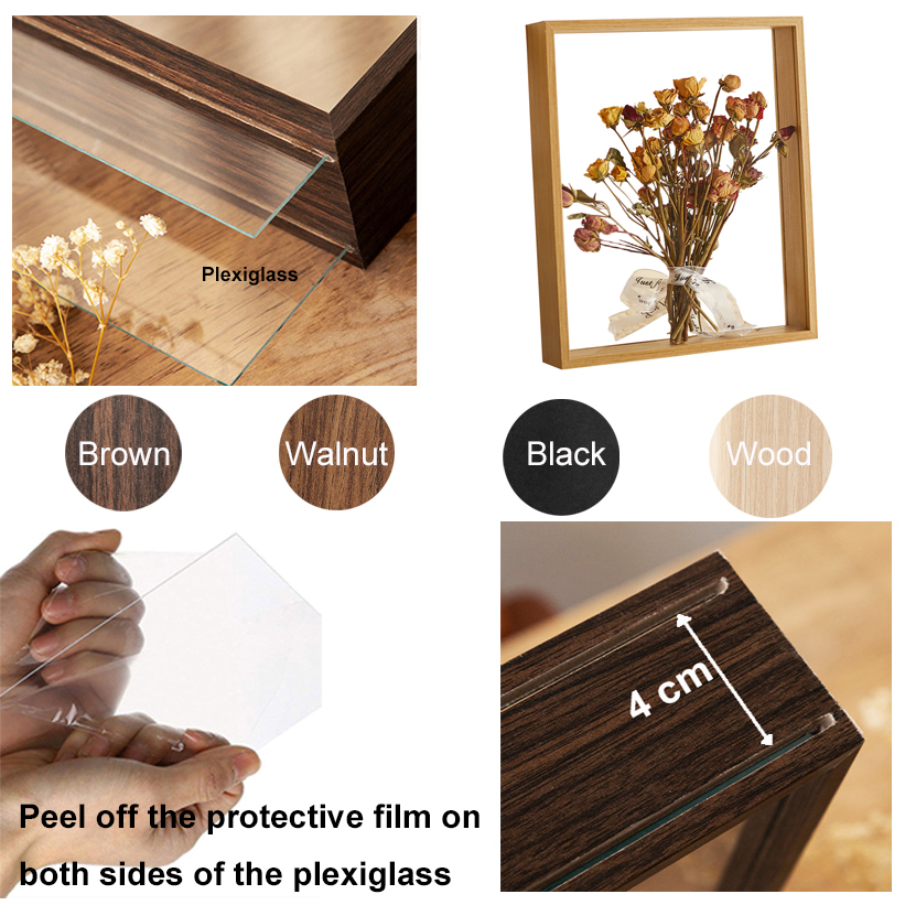 4cm Deep Shadow Box Frames Bouquet Display Flower Case Deep for Crafts 3D Picture Memorabilia Memory Transparent Photo Frame