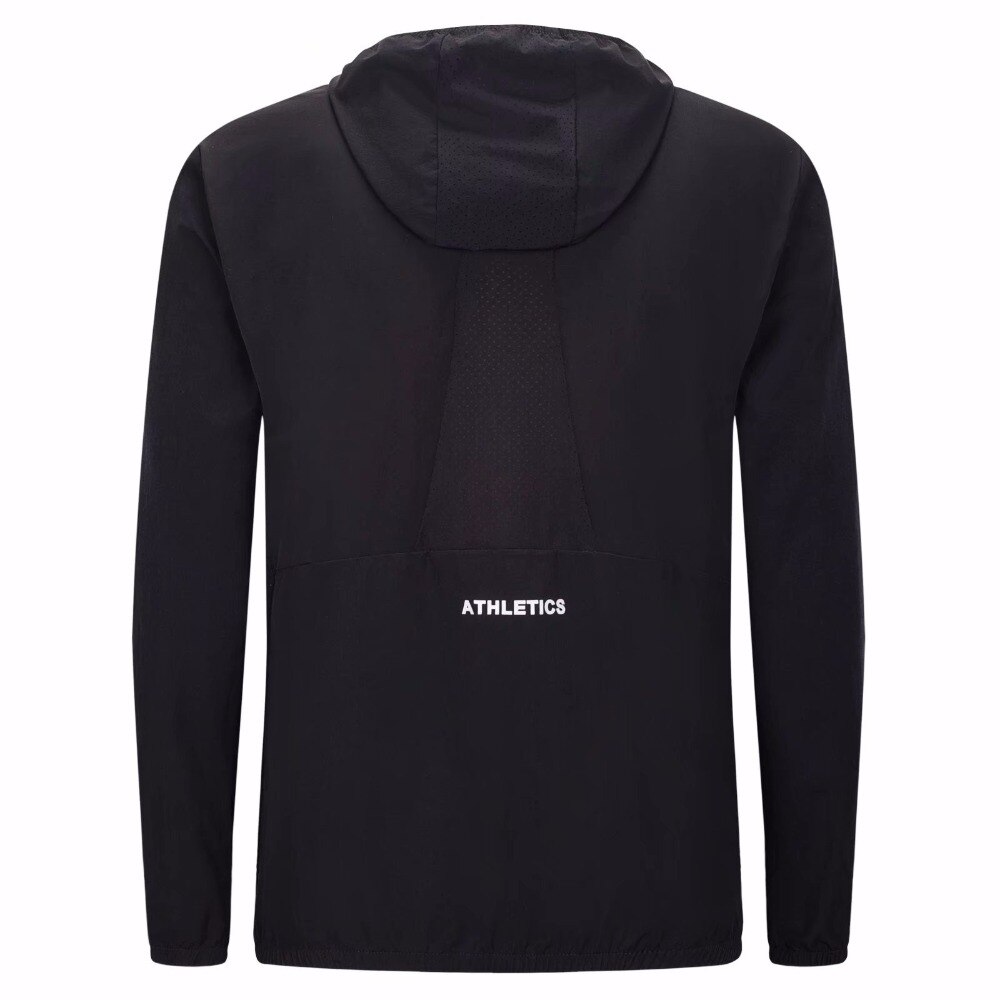Løbejakke med hætte til mænd langærmet sweatshirt hurtigtørrende lynlåsjakke fitness gymnastikskjorter fodbold fodbold basketball jakke