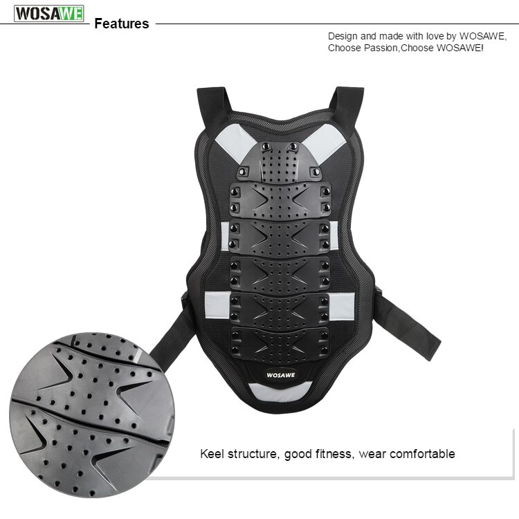WASAWE Motorcycle Protection Armor Set Knee Pad Elbow Pad Chest Protector Back Support Motocross Motorbike Body Guard Gear