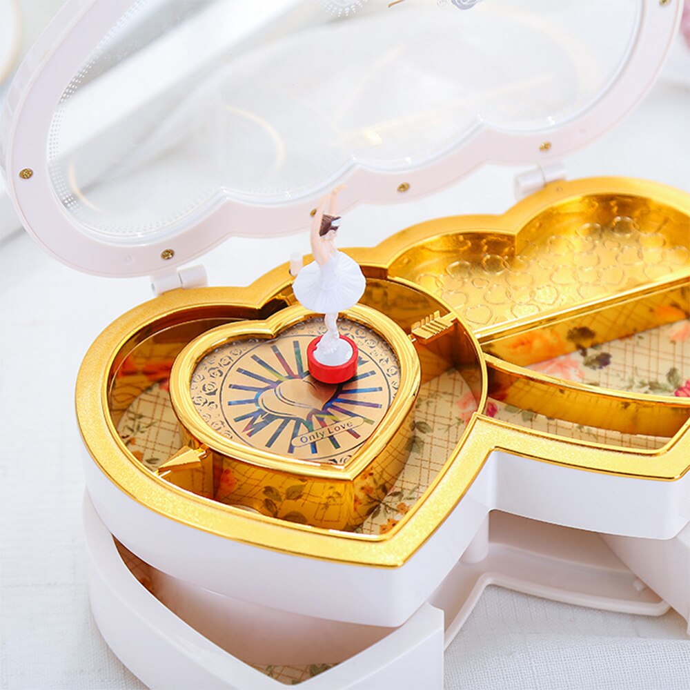 Jewelry Storage Box clockwork Music Box Valentine's Day Year's with Dancer