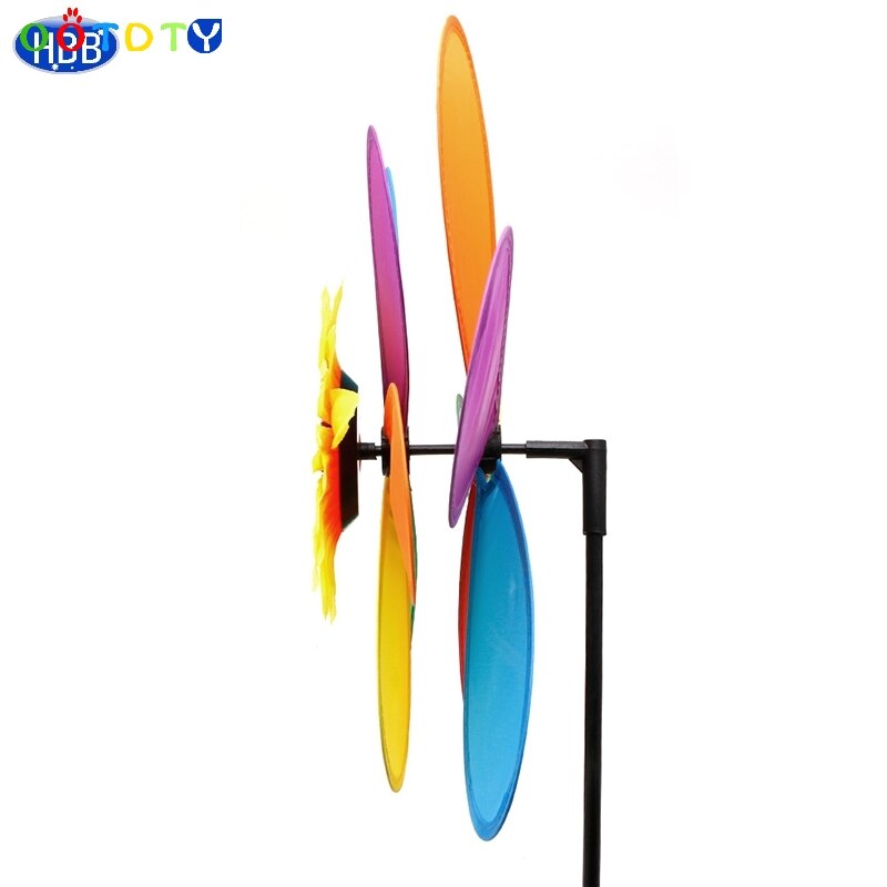 Kids Zonnebloem Regenboog Windmolen Wind Spinner Draaimolen Wiel Thuis Yard Decoratie -Twfi