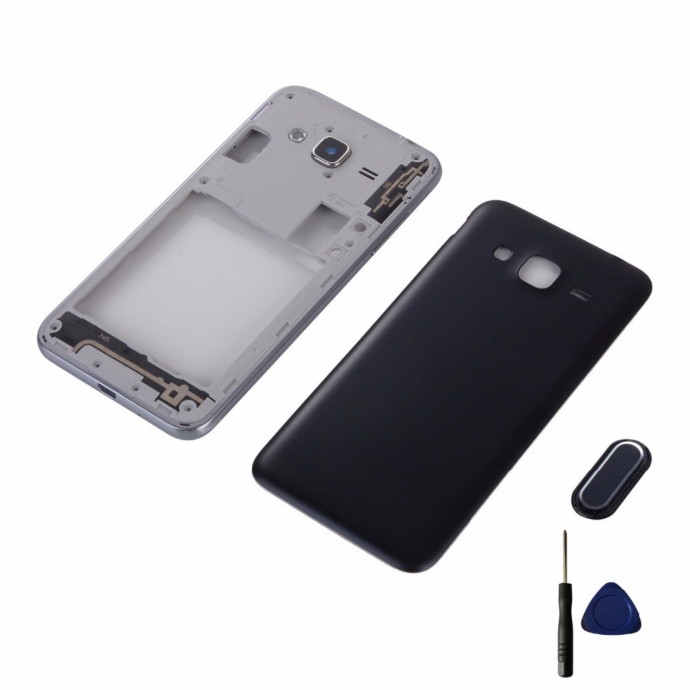 Voor Samsung Galaxy J3 J320 J320F J320H J320FD Behuizing Midden Frame Cover + Batterij Achterkant + Home Knop terug Toetsenbord + Gereedschap