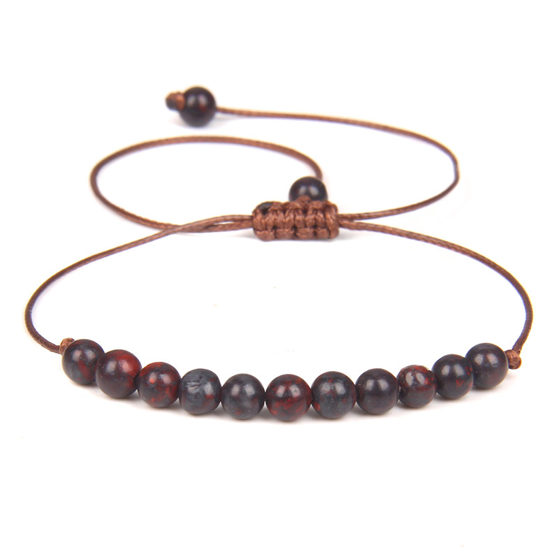 4Mm Mini Kralen Armband Natuursteen Gevlochten Armbanden Voor Vrouwen Mannen Verstelbare Touw Labradoriet Jaspers Agaat Bangle Sieraden: 18.Redstone