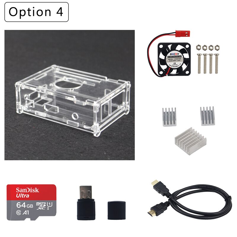 Scatola trasparente in plastica acrilica trasparente + ventola di raffreddamento + dissipatori di calore per Orange Pi PC / Orange Pi PC Plus: Option 4