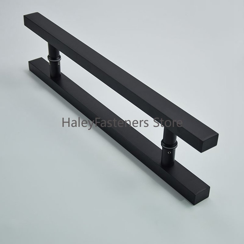 Manija de puerta de vidrio/madera de acero inoxidable negro mate
