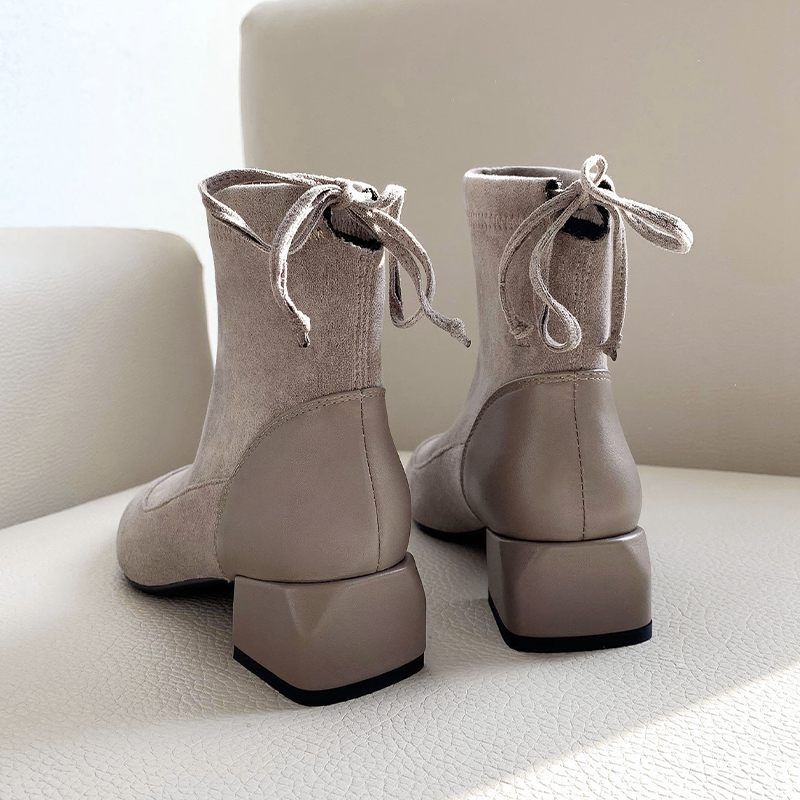 Vinterskor dam ankelboots stretch sammetsskor snörning spetsad tå superstar europeiska ankelboots botas mujer