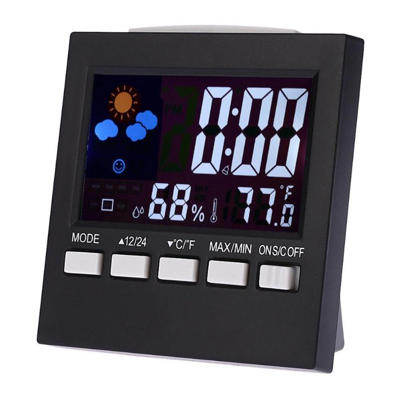 Digital Weather Forecast Station Alarm Clock Kids Indoor /Outdoor Hygrometer Temperature LCD Screen Humidity Monitor Alarm Clock