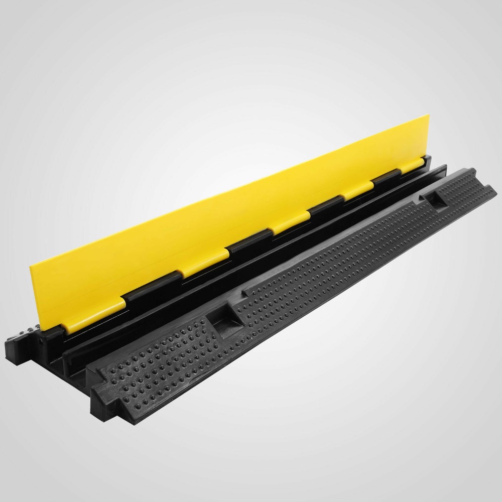 5 Channel Cable Protector Rubber Cable Protector Ramp Capacity 18,000 lbs Black and Yellow