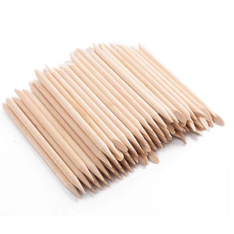 Juego de palitos de madera naranja para quitar cutículas, herramientas para manicura, 4 tamaños diferentes, 100 Uds.