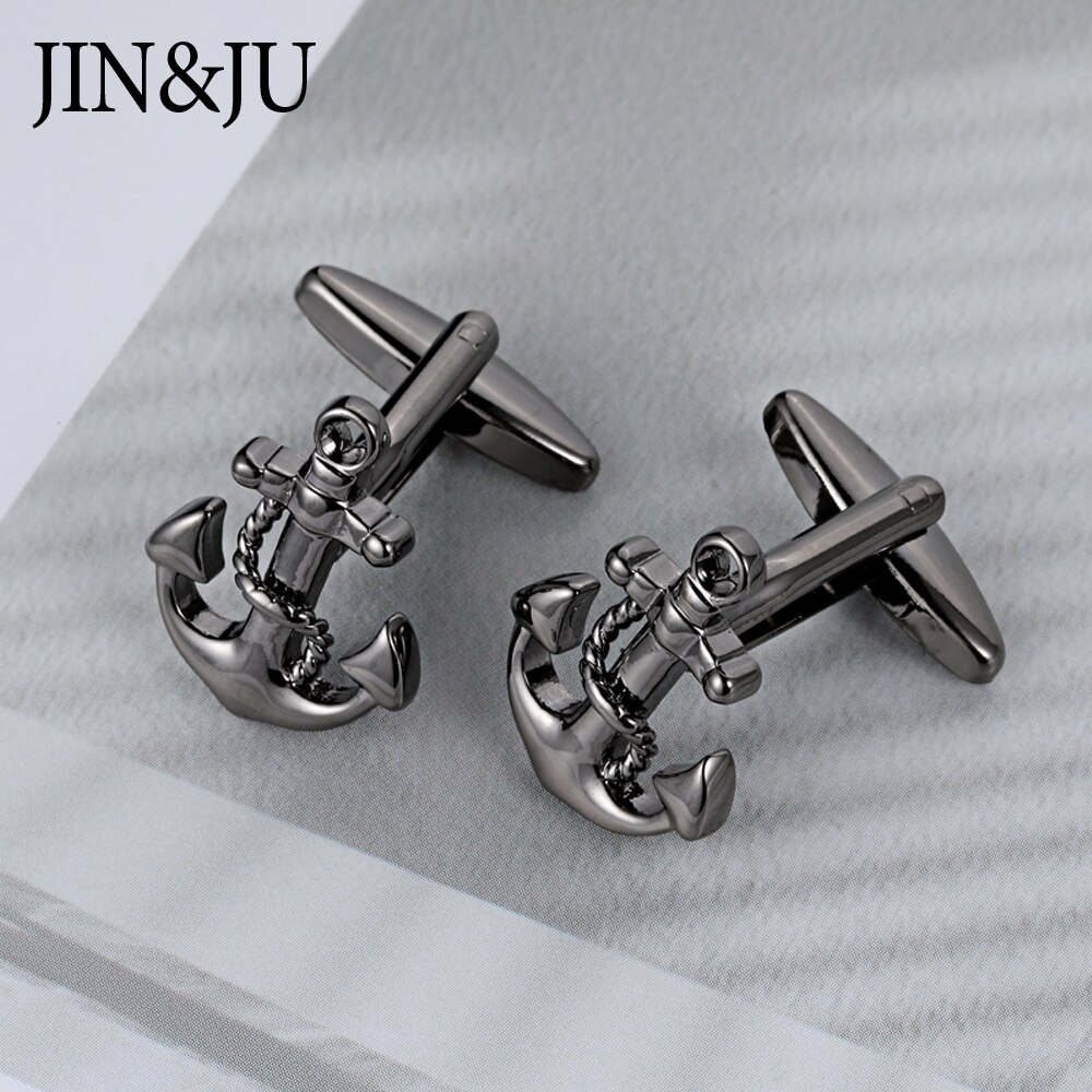 Gemelos con forma de ancla para camisa de hombre, gemelos de negocios, gemelos clásicos de ancla náutica, gemelos de boda de la marina de ee. uu.