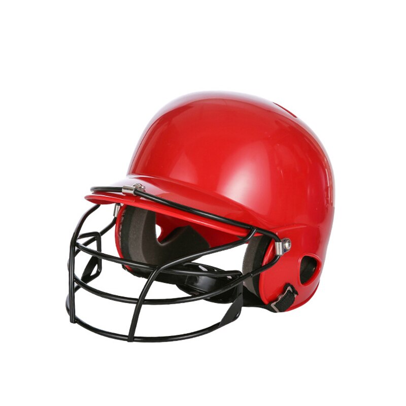 Blå baseball hjelm voksen teenager børn øre hoved ansigtsmaske beskyttende baseballs match træning softball hjelm: Rød / S