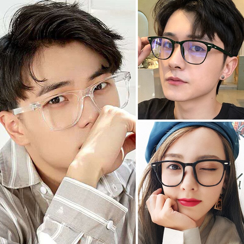 Transparent Computer Glasses Frame Women Men Anti Blue Light Round Eyewear Blocking Glasses Optical shooting Spectacle Eyeglass