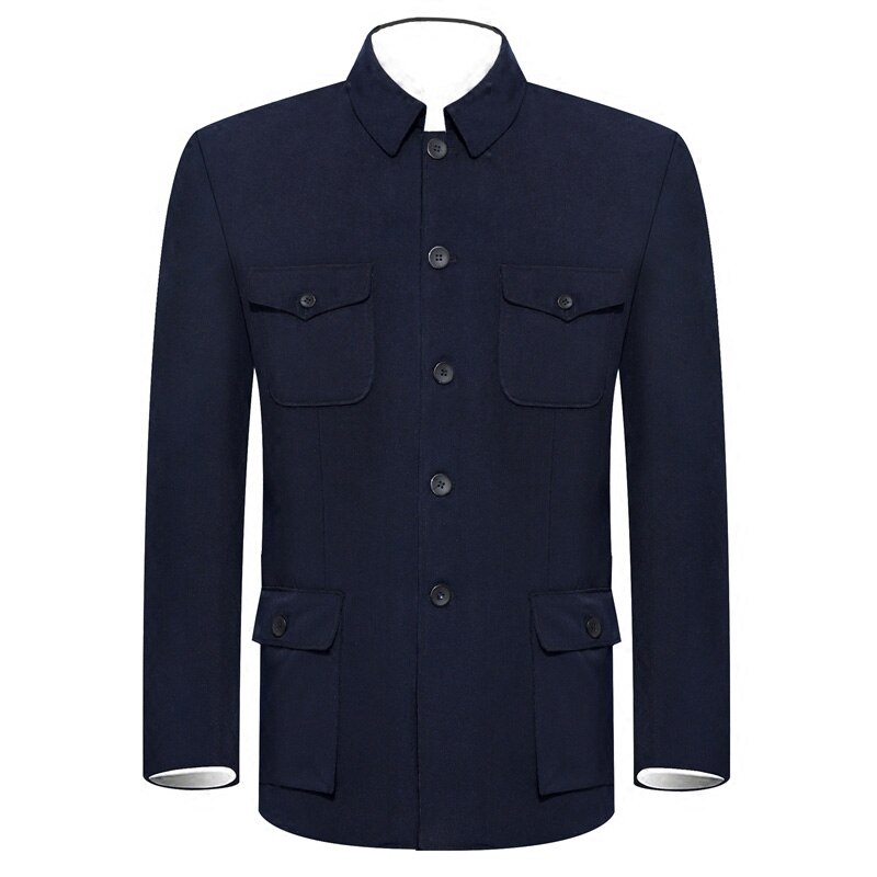 Hommes simple boutonnage Mao veste chinois Vintage tunique Blazer manteau Zhongshan Slim Fit 058-096