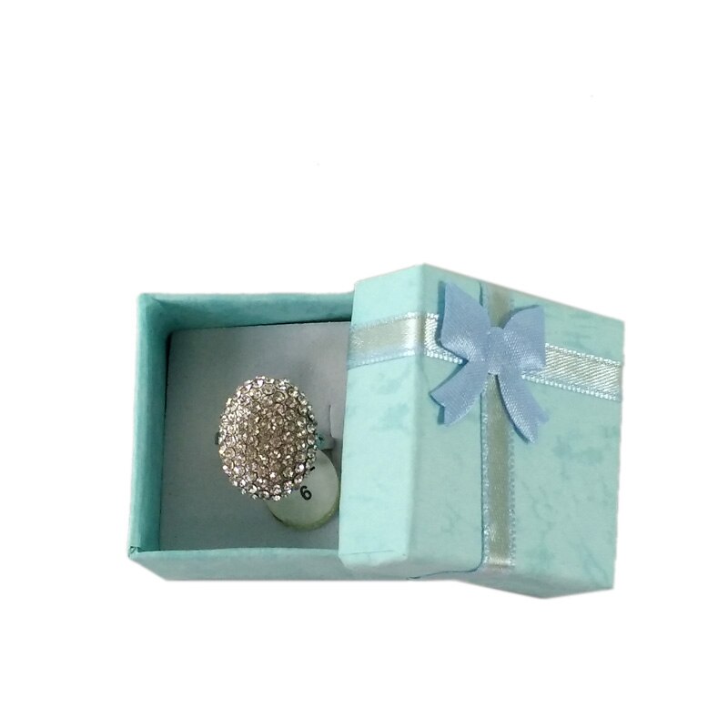 19 kolorów pudełko na pierścionek kolczyk opakowanie Case śliczne wstążki papierowe naszyjnik Wedding Stud Organizer biżuterii przechowywanie prezent Caja Expositor: BLUE5X5CM
