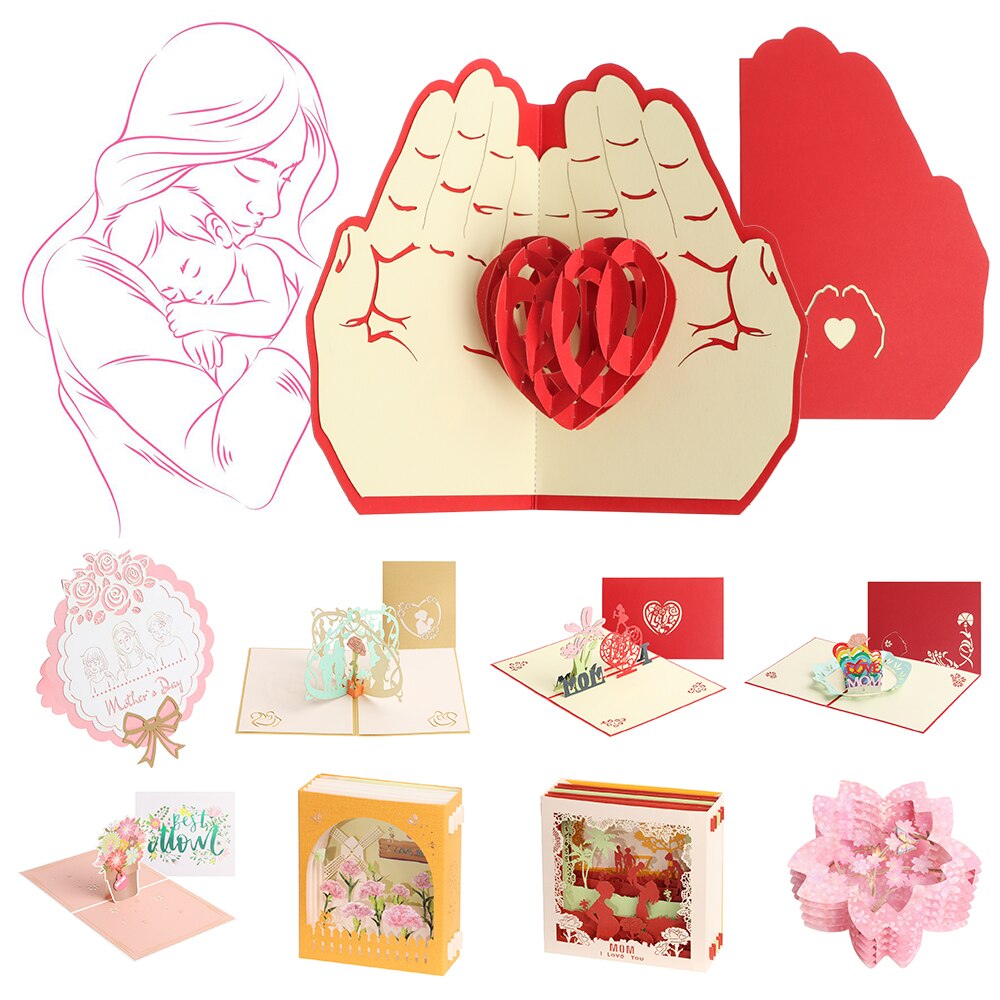 1PC 3D Flower Pop-Up Greeting Card Flora for Birthday Mother Father's Day Graduation Wedding Anniversary Blessing Supplies