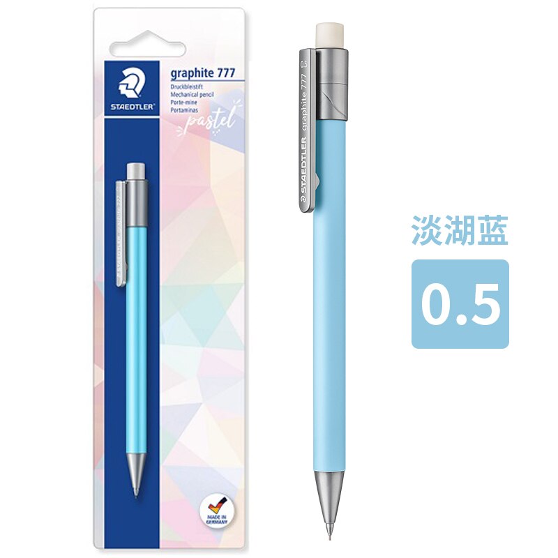 1 stk tysk staedtler macaron farvesystem 0.5mm automatisk blyant 777-05 bkpa studerende skrivning er ikke let at bryde: Lyseblå