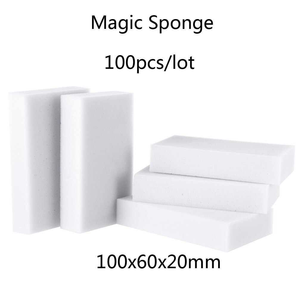 500 stuks witte magische melamine spons 100*60*20mm reinigingsgum multifunctionele spons zonder verpakking huishoudelijke schoonmaakmiddelen