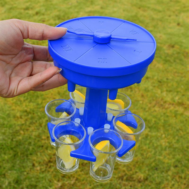 4-In-1 Wine Glass Beer Glass Dispenser With Game Turntable Dispenser Holder 6 Glass Dispensers Party Pour Drink Dispenser