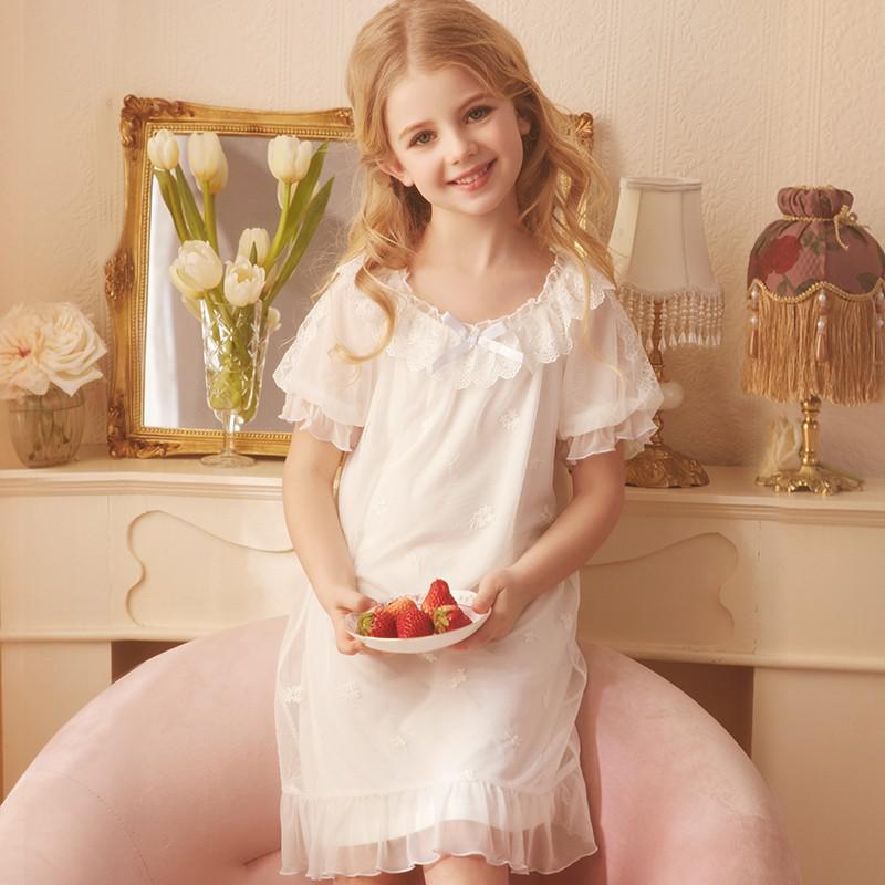 Children Princess Nightgowns 2 - 12 Years Girls Leisure Soft Sleepwear Kids Knee Length Night Dresses Travel Hotel Nightwear: 2T