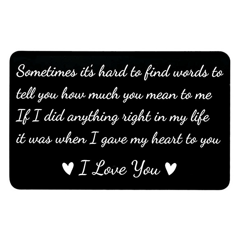Mini Love Note Boyfriend Engraved Wallet Inserts Permanent Engraving Anniversary party favors for Husband Men