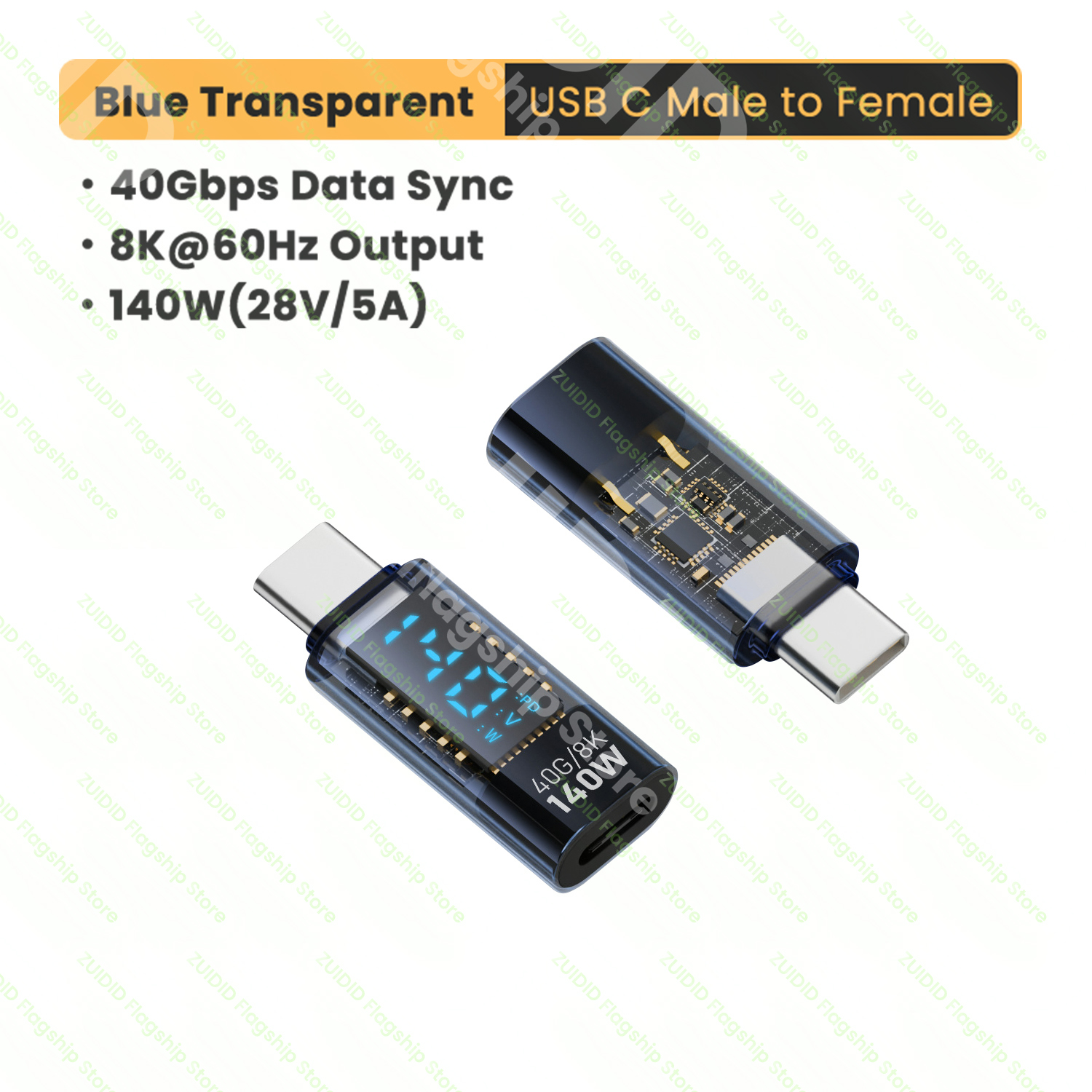Transparent LED Display USB4.0 40Gbps Type C to C OTG Adapter 8K@60Hz PD140W 5A Fast Charging Cable for iPhone 15 14 MacBook Pro: Matte Black