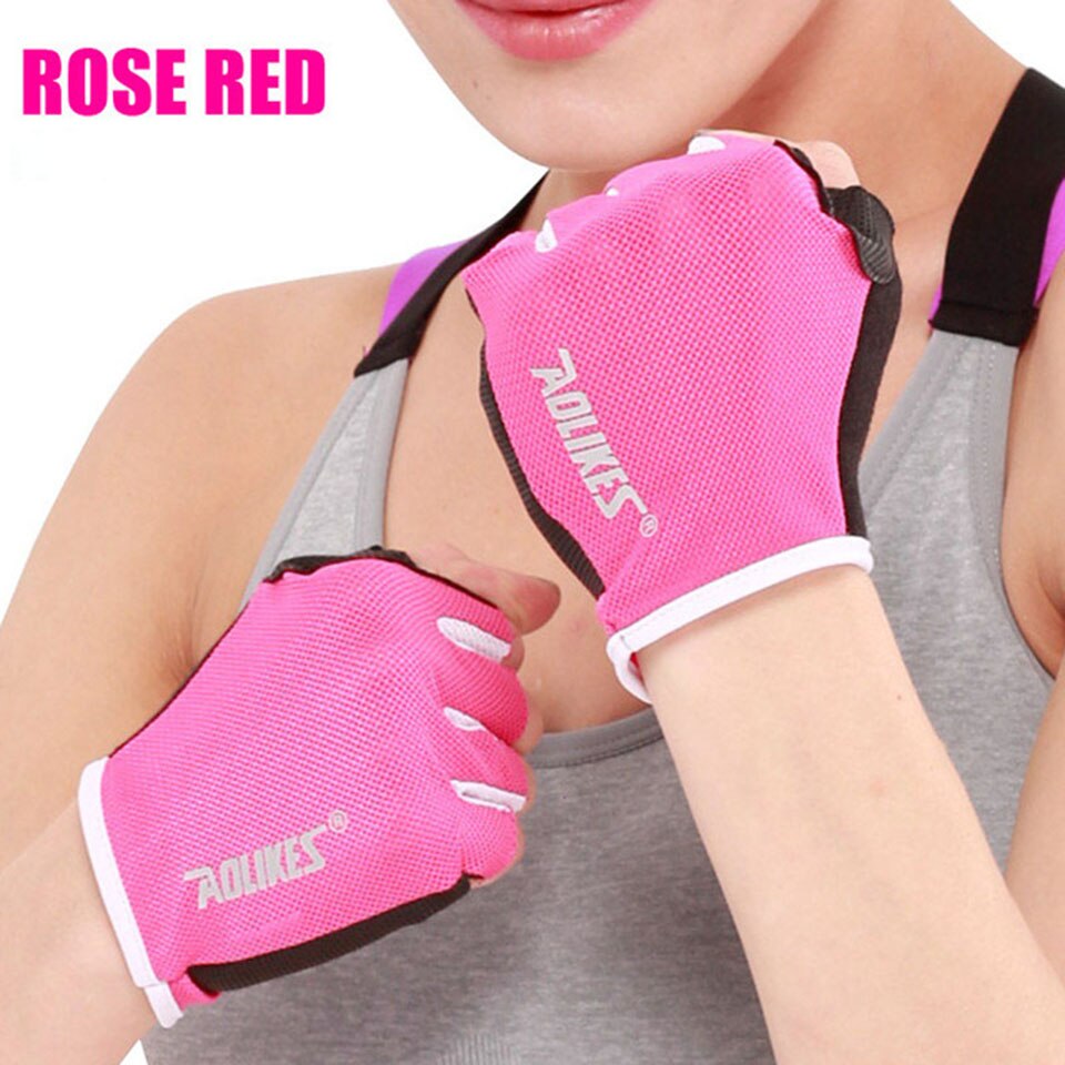 AOLIKES 1 Pair Body Building Wrist Fitness Gloves Equipment Weight lifting outdoor Men Women Exercise Wrist Support: Rose red / S