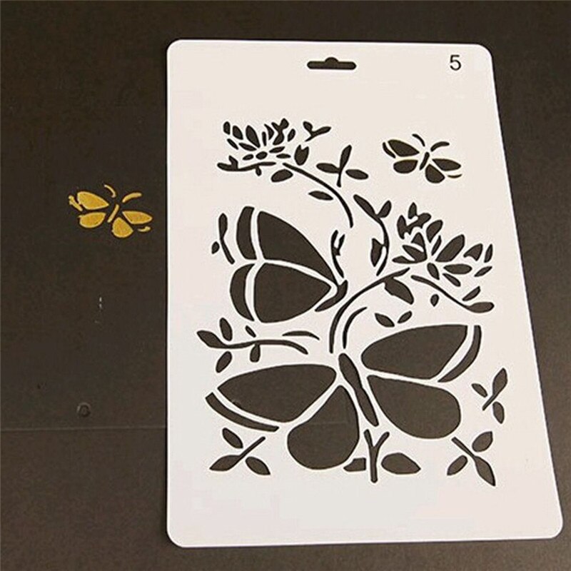 1Pcs Reusable Butterfly Flower Shape Stencils Airbrush Painting DIY Home Decor Scrapbooking Album Crafts