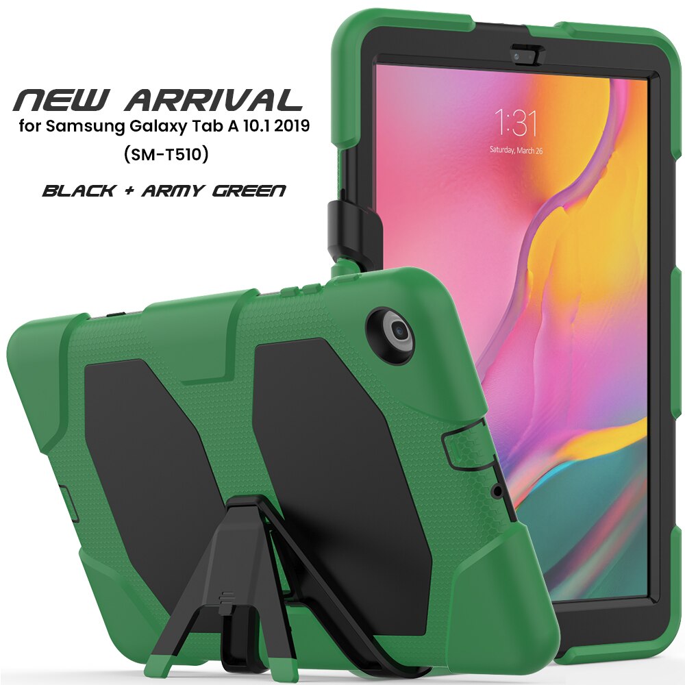 Hoesjes voor samsung galaxy tab  a 10.1 hoes afneembare kickstand siliconen schokbestendige tablethoes voor galaxy  t510/t515: Camouflage