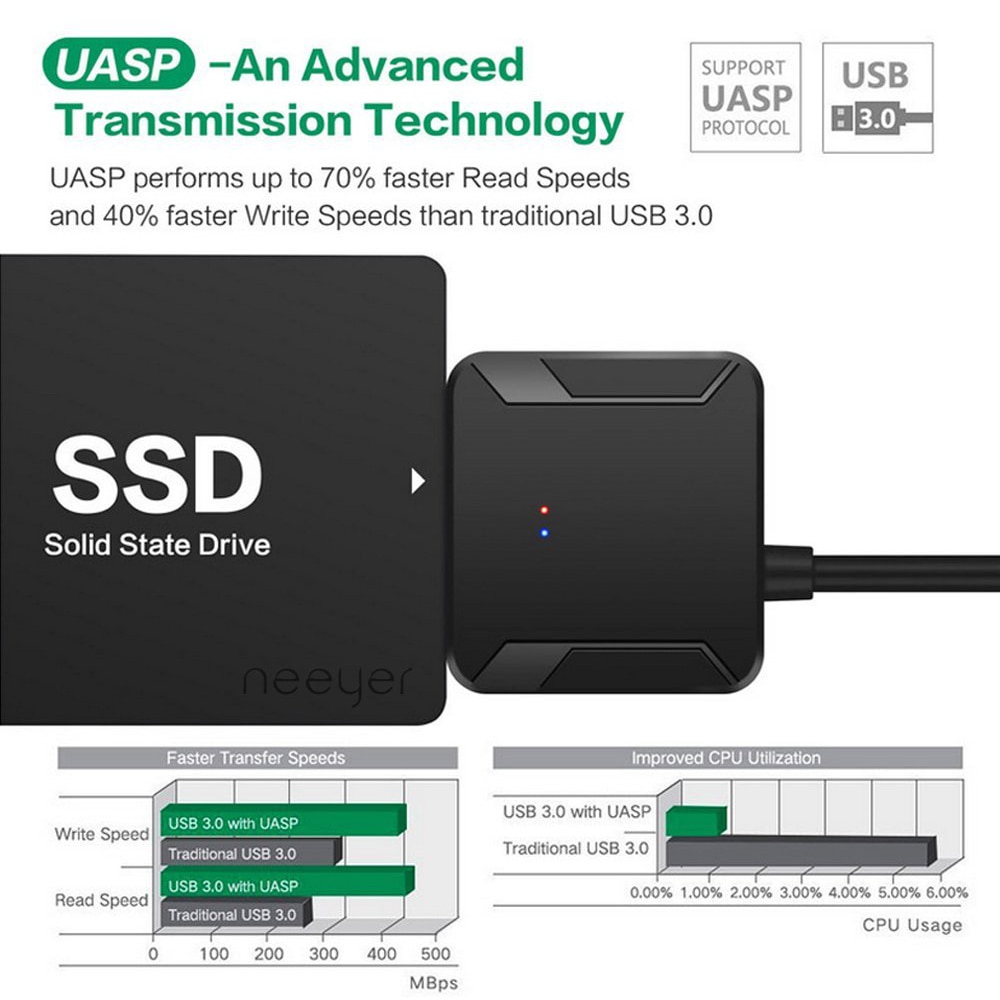 Usb 3.0 to sata adapter konverter kabel 22 pin sataiii til usb 3,0 adaptere til 2.5 " sata hdd ssd hurtig