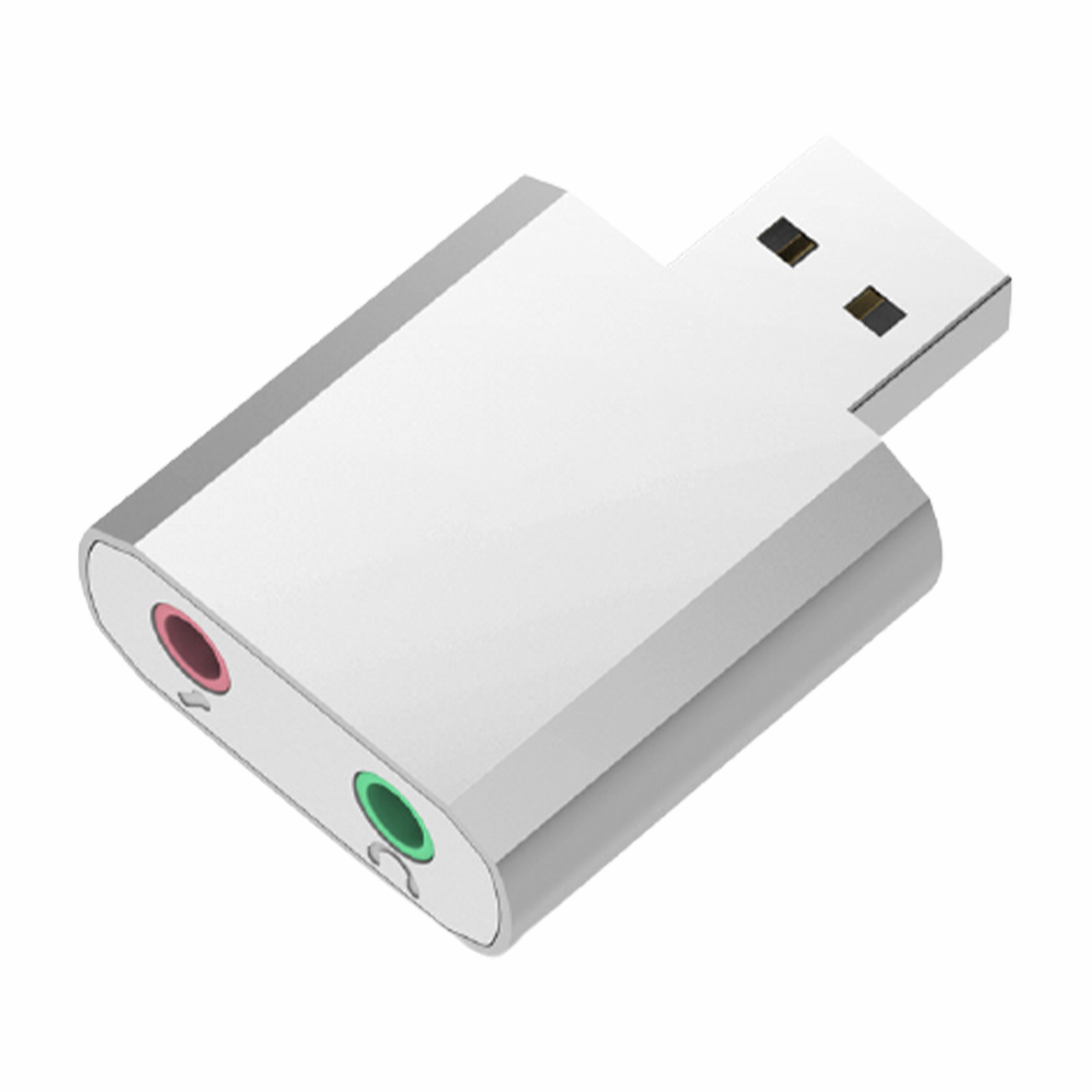 Sound Adapter Computer Geen Drivers Nodig Laptop Aluminium Externe Stereo Usb Audio Card Ruisonderdrukking Chip Dubbele Gat: Silver