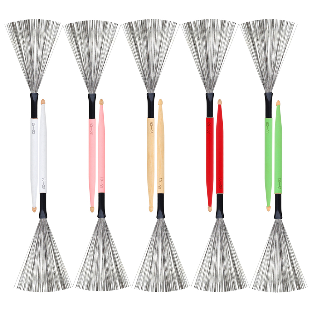 M MBAT GS-03 2 pcs/set Drum Brushes Dual Head Dual Purpose Colorful Metal Drum Sticks Drum Brushes Percussion Accessories