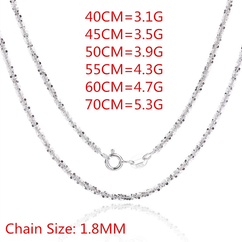 Authentic Italian S925 Sterling Silver Necklace Sparkling Clavicle Chain Sweater Chain High Jewelry For Woman Charm Jewelry