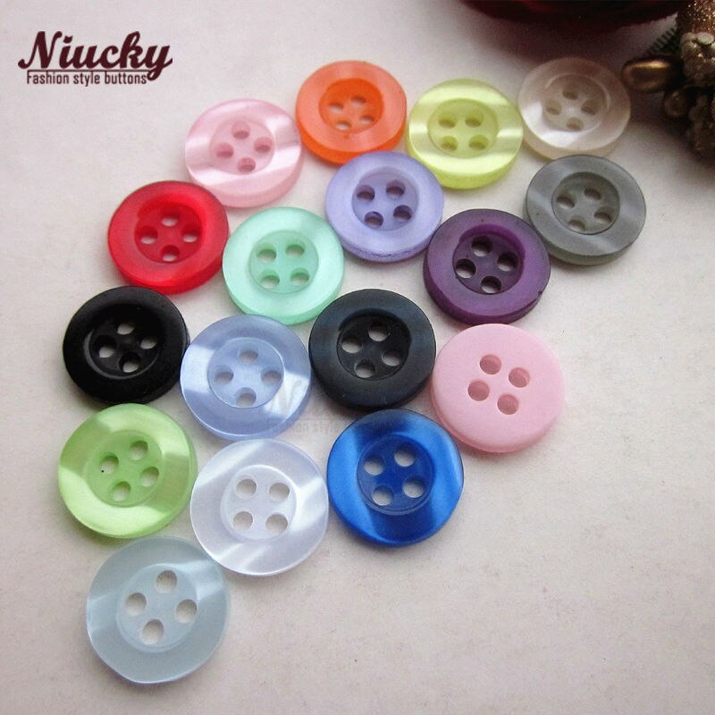 Niucky 11mm 4 gaten platte rand 16 kleuren kleurrijke ripple shirt button voor naaien diy craft accessoires levert R0201-044