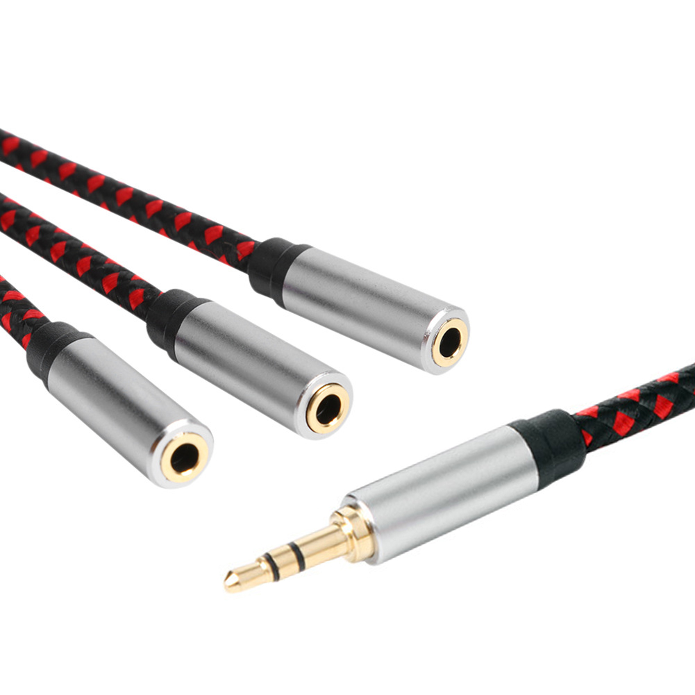 Cable divisor de auriculares 3,5mm 1/8 adaptador auxiliar de 3 vías conector para auriculares Cable de extensión de Audio estéreo Triple para PC teléfono altavoz MP3
