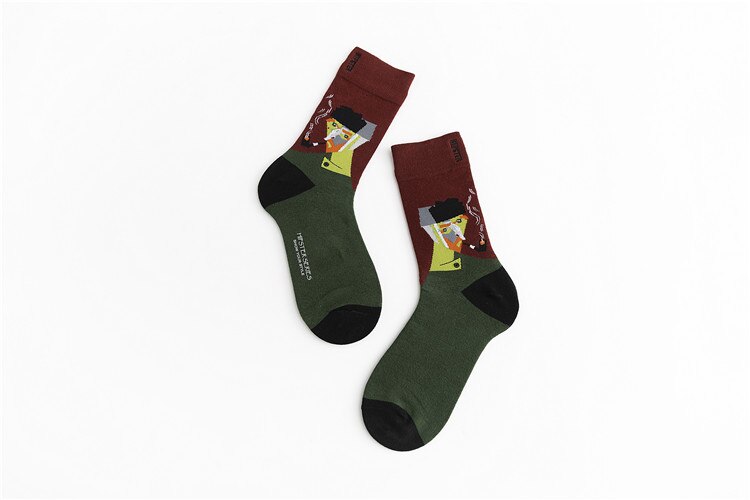 Unisex Oil Painting Style Women Socks 100 Cotton Harajuku Colorful Mid Socks Women 1 Pair Size 35-43 Christmas: 8115-1
