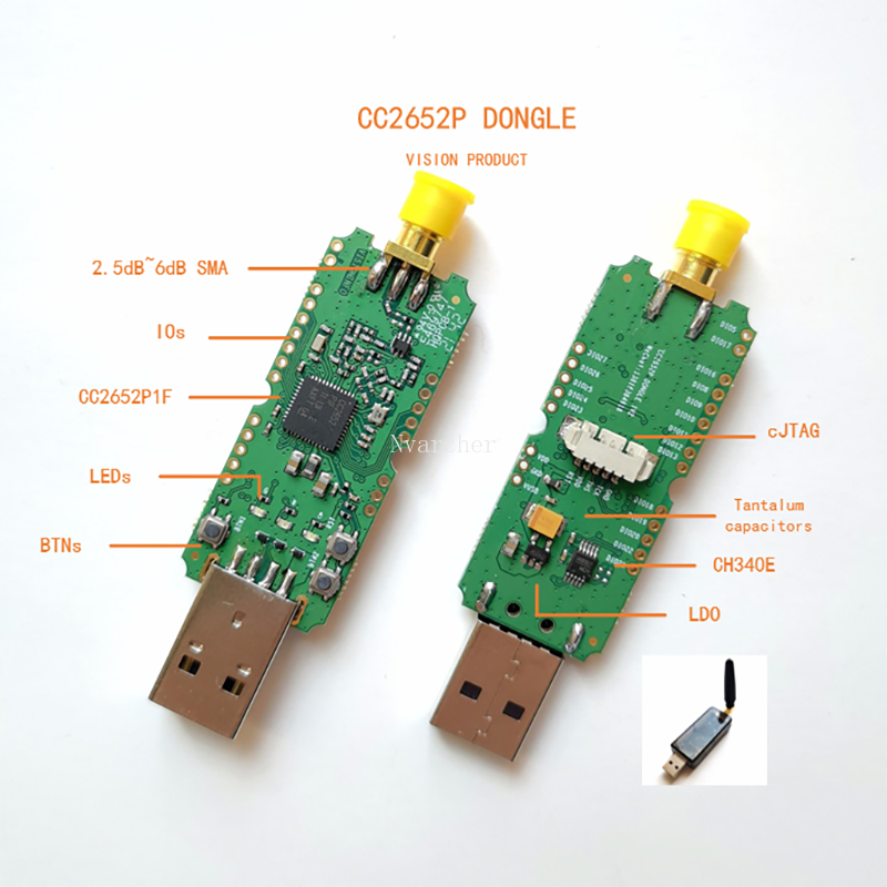 CC2652P CC2652 BLE Simplelink 2.4G Zigbee 2MQTT Thread Home Assistant Coordinator Router CC2652P USB Dongle Stick