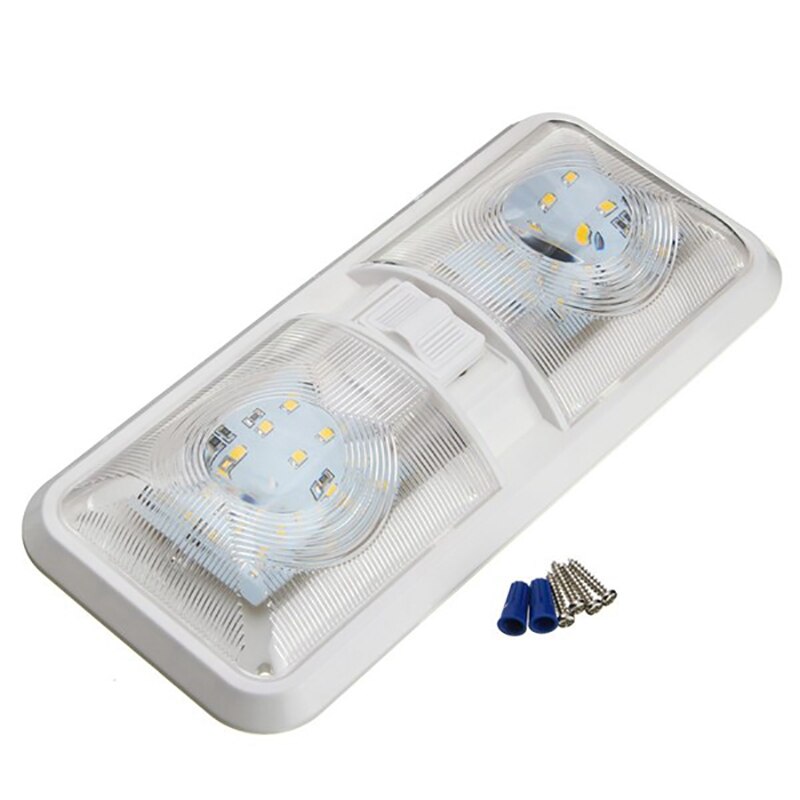 1 par rv led lampa 12v 800lm 6000-6500k takarmaturer husbil släp marin dubbel kupollampa 48 lysdioder