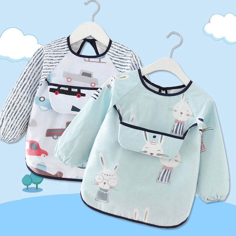 Bavoirs imperméables à manches longues pour bébé, mignon, imprimé lapin, dessin animé, tablier d'alimentation pour enfant en bas âge, fille et garçon