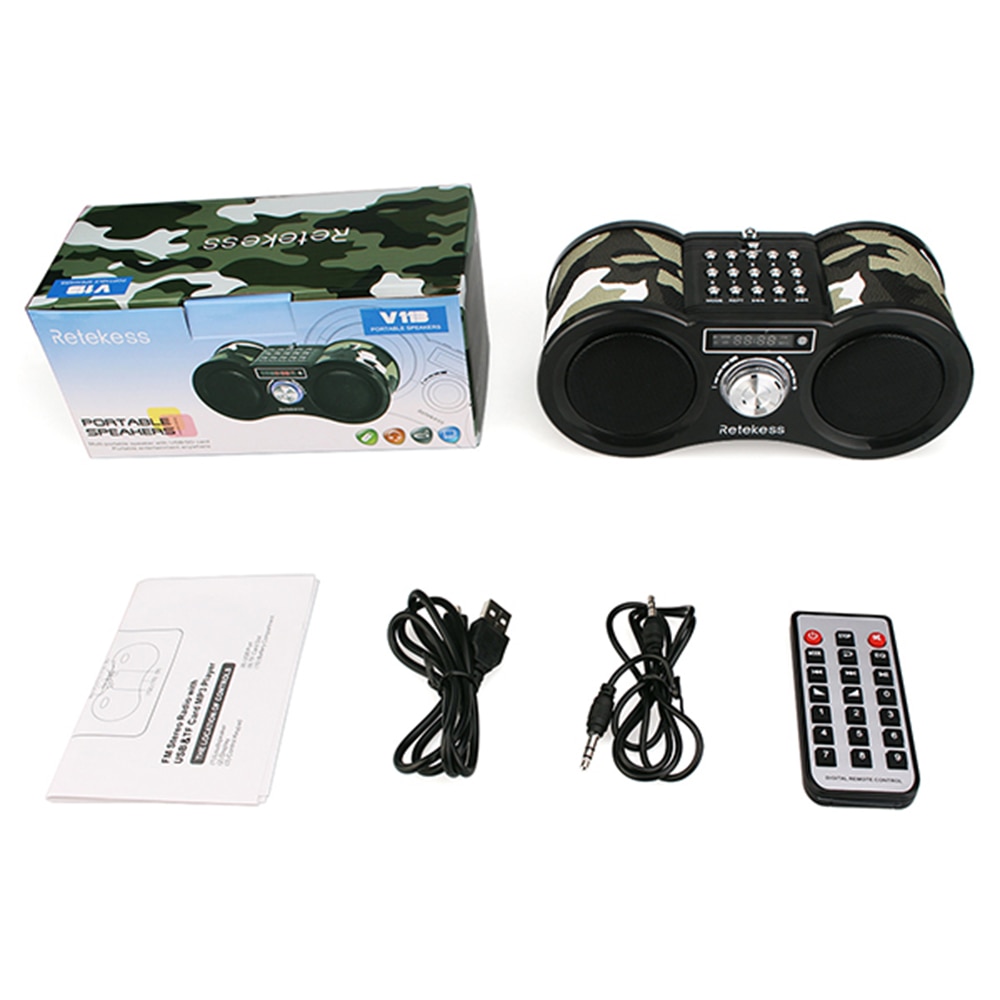 RETEKESS-receptor de Transistor portátil V113, Radio FM estéreo Digital, altavoz de Supergraves Dual de 1,6 W, reproductor de tarjeta TF con disco USB